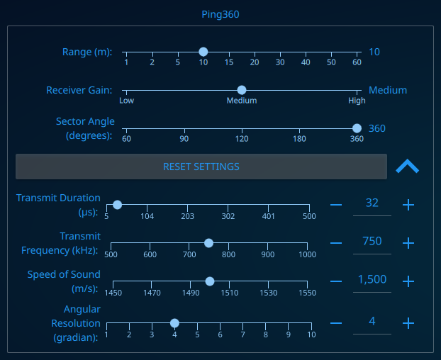 Ping360 Settings